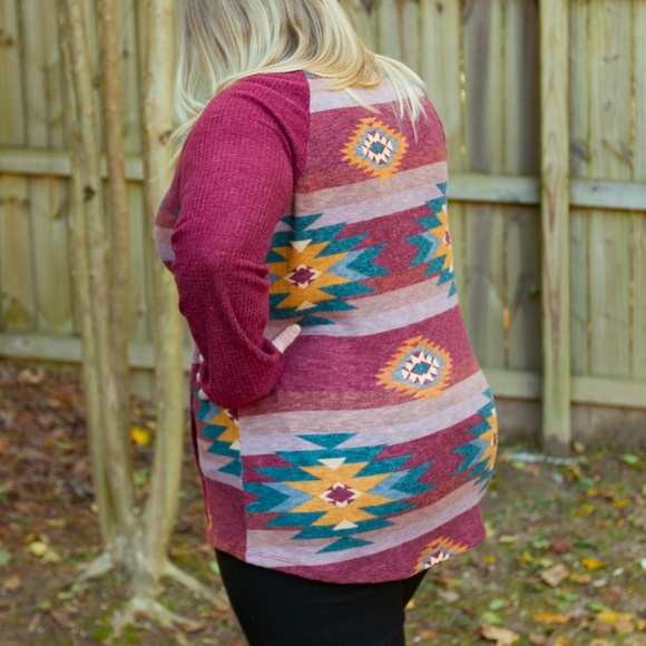 ODDY | Southwest Cowl Neck Pullover Sweater - Picture 2 of 3